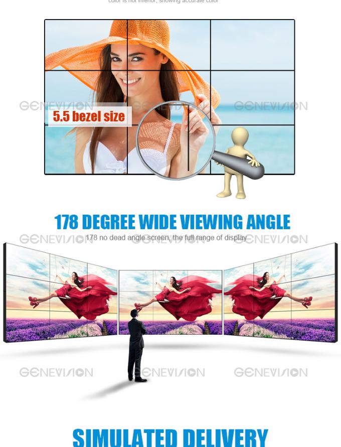 高い明るさの広告接続スクリーンの超狭い斜面5.5mmのseamlesを立てるキャビネットの床が付いている46インチTVの壁