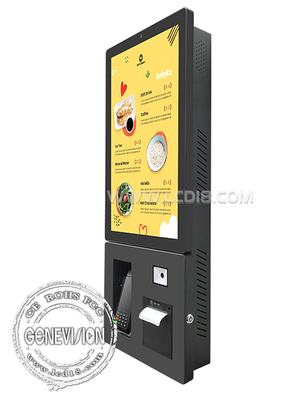 24インチブラック ウォールマウント セールフサービス ターミナル プリンター QRコード スキャナー POS タッチスクリーン 決済キオスク