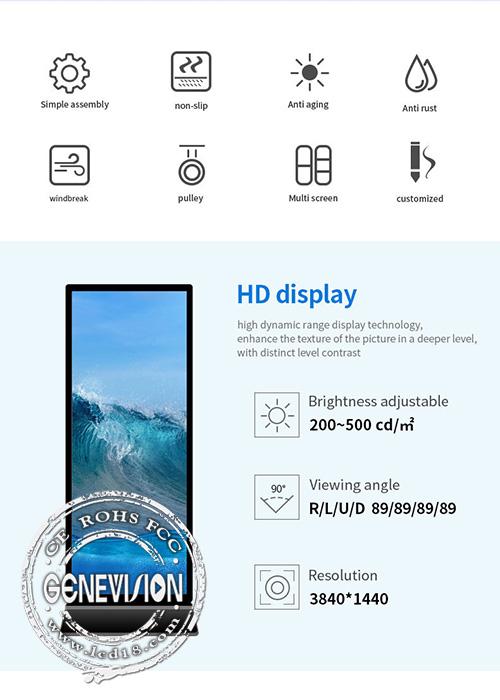 65 Inch 3840x2160P Android WiFi Digital Signage Poster