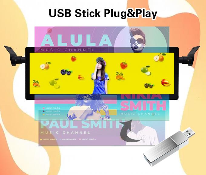 29インチ ストレッチバー 天井マウント バス Wifi デジタルサイネージ Android ワイヤレスネットワーク デジタルLCDモニター 4Gオプション付き 2