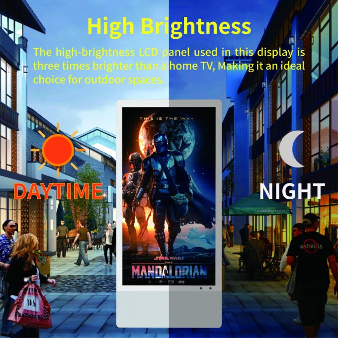 32/43/55インチ カスタマイズされたポータブルモバイルAndroidデジタルサイネージトーテム屋外可動式ディスプレイ画面 0