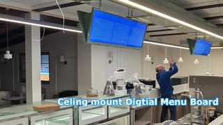 無料の CMS とクラウド サーバーを備えた 49.5 インチ 4K 天井マウント Android LCD バー ディスプレイ