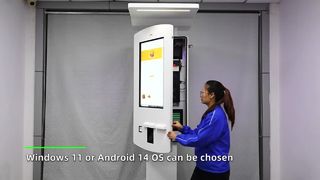 LED ライト ストリップとレイン キャノピーを備えた 32 インチ屋外セルフ注文キオスク