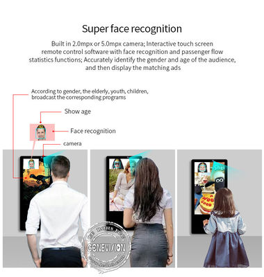 400CD/M2壁の台紙AIはエレベーターのための顔認識LCDの広告の表示を