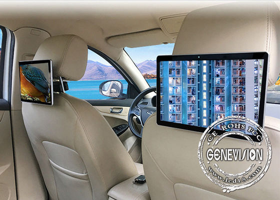 プラスチック タッチ画面のタクシーのヘッドレストのモニターの人間の特徴をもつデジタル10.1の」4GおよびGPSのIPSのパネルの表記